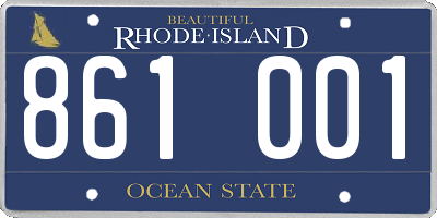 RI license plate 861001