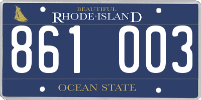 RI license plate 861003