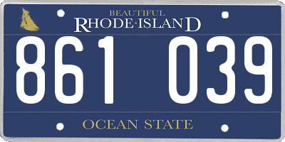 RI license plate 861039