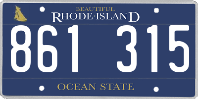 RI license plate 861315