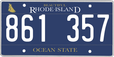 RI license plate 861357