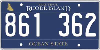 RI license plate 861362