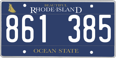 RI license plate 861385