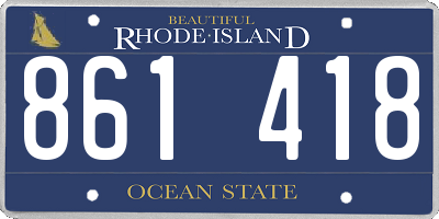 RI license plate 861418