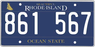RI license plate 861567