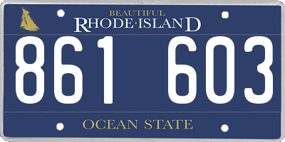 RI license plate 861603