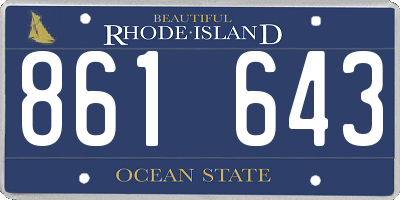 RI license plate 861643