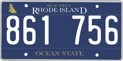RI license plate 861756