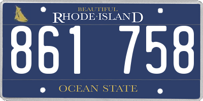RI license plate 861758
