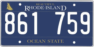 RI license plate 861759