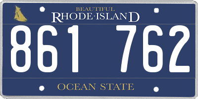 RI license plate 861762