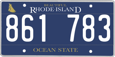 RI license plate 861783