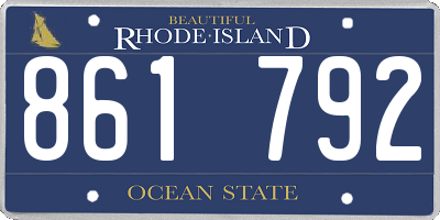 RI license plate 861792