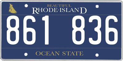 RI license plate 861836