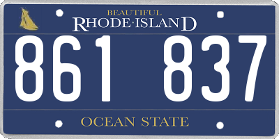 RI license plate 861837