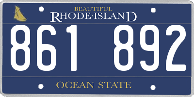 RI license plate 861892
