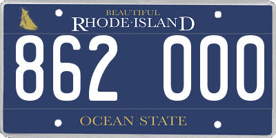 RI license plate 862000