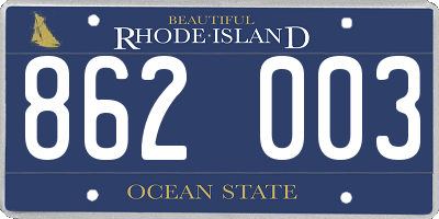RI license plate 862003