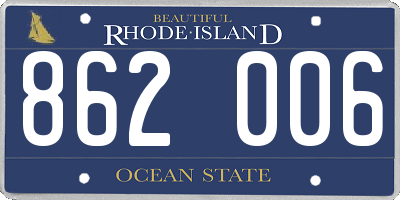 RI license plate 862006