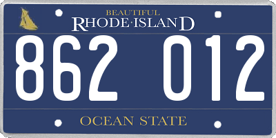 RI license plate 862012