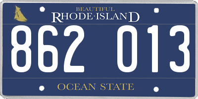 RI license plate 862013