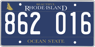 RI license plate 862016