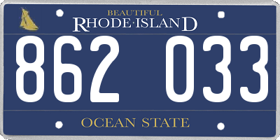 RI license plate 862033