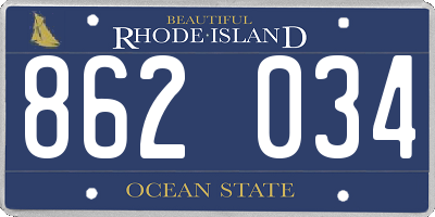 RI license plate 862034