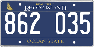 RI license plate 862035