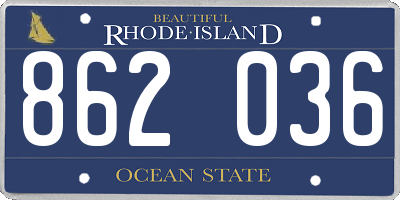 RI license plate 862036