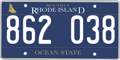 RI license plate 862038