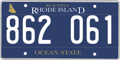 RI license plate 862061