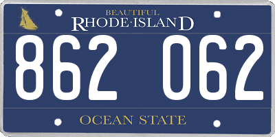 RI license plate 862062