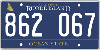 RI license plate 862067