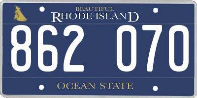 RI license plate 862070