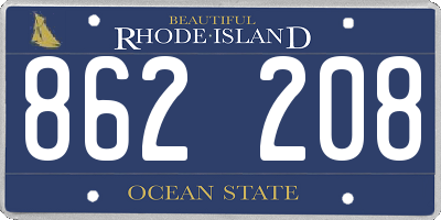 RI license plate 862208