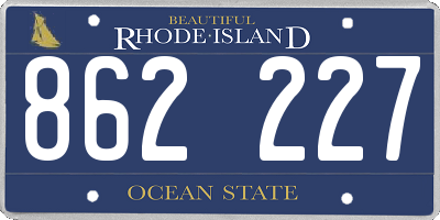 RI license plate 862227