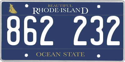 RI license plate 862232