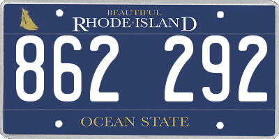RI license plate 862292