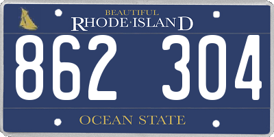 RI license plate 862304