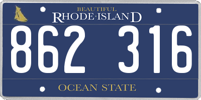 RI license plate 862316