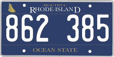 RI license plate 862385