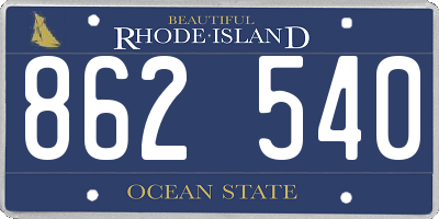 RI license plate 862540