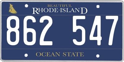 RI license plate 862547