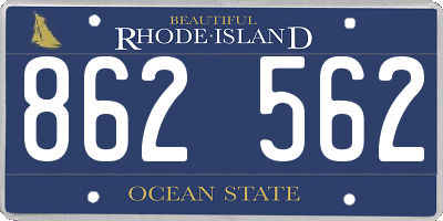 RI license plate 862562