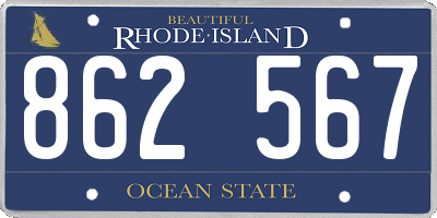 RI license plate 862567