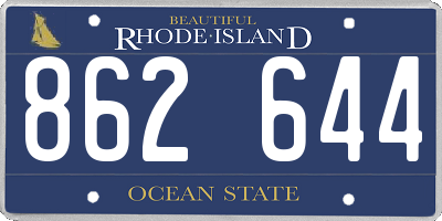 RI license plate 862644