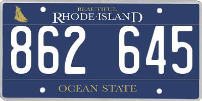 RI license plate 862645