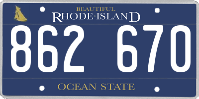 RI license plate 862670