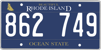 RI license plate 862749